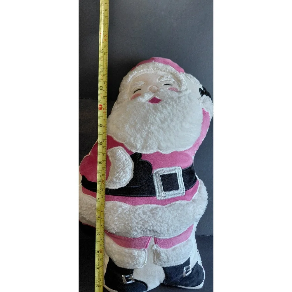 soft plush pink Santa holiday throw pillow Collectible Decor Pastel Style Sweet